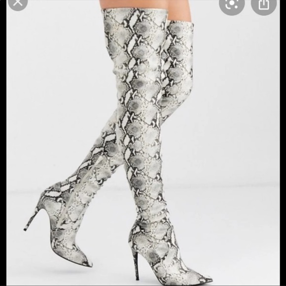 Steve Madden Domain thigh high boots snake print - Picture 3 of 9